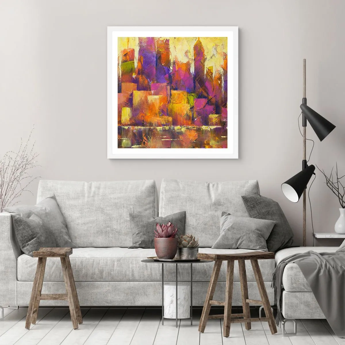 Poster in einem weißen Rahmen - Metropolitische Komposition - 40x40 cm