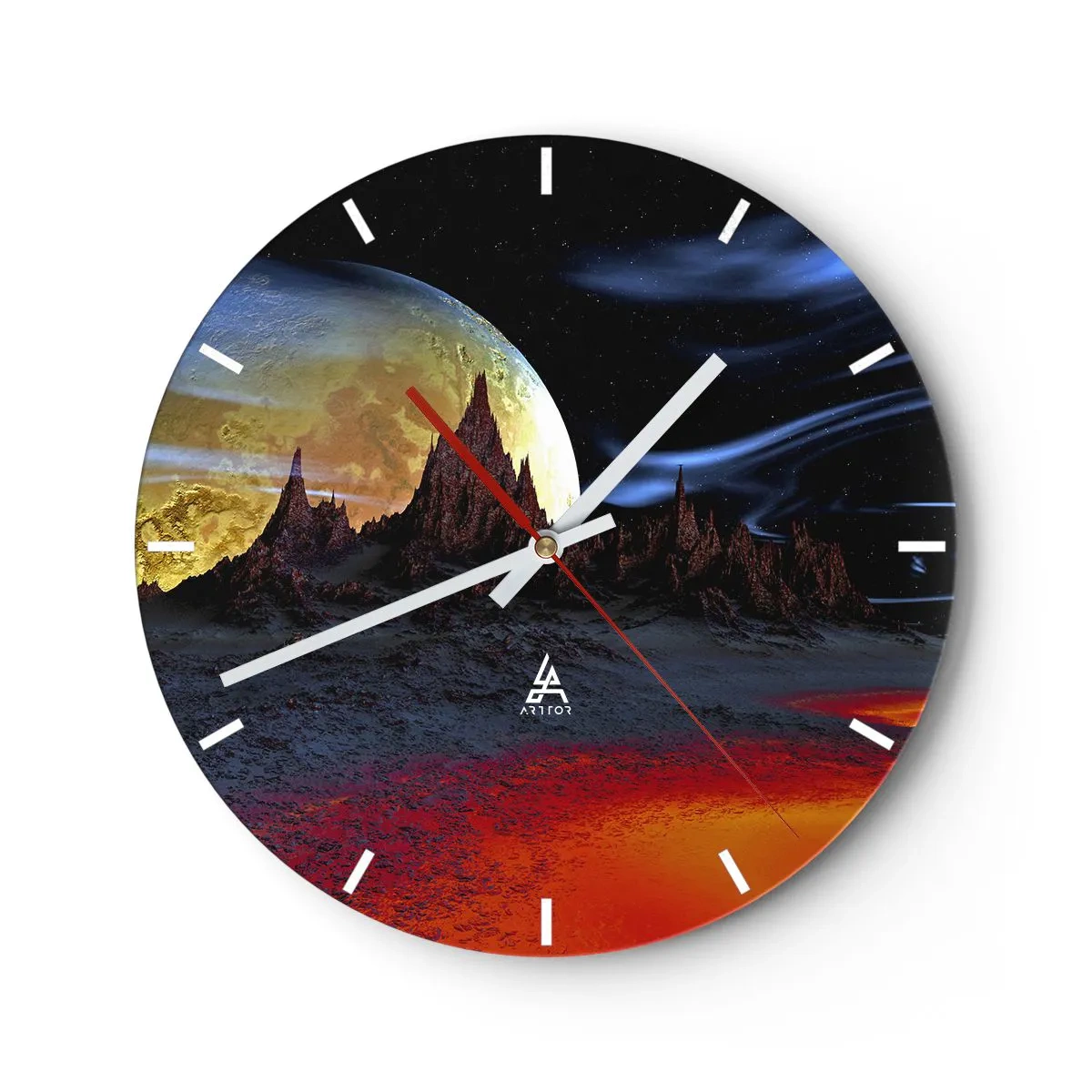 Wanduhr - Glasuhr - Unbekannte Welt - 40x40 cm
