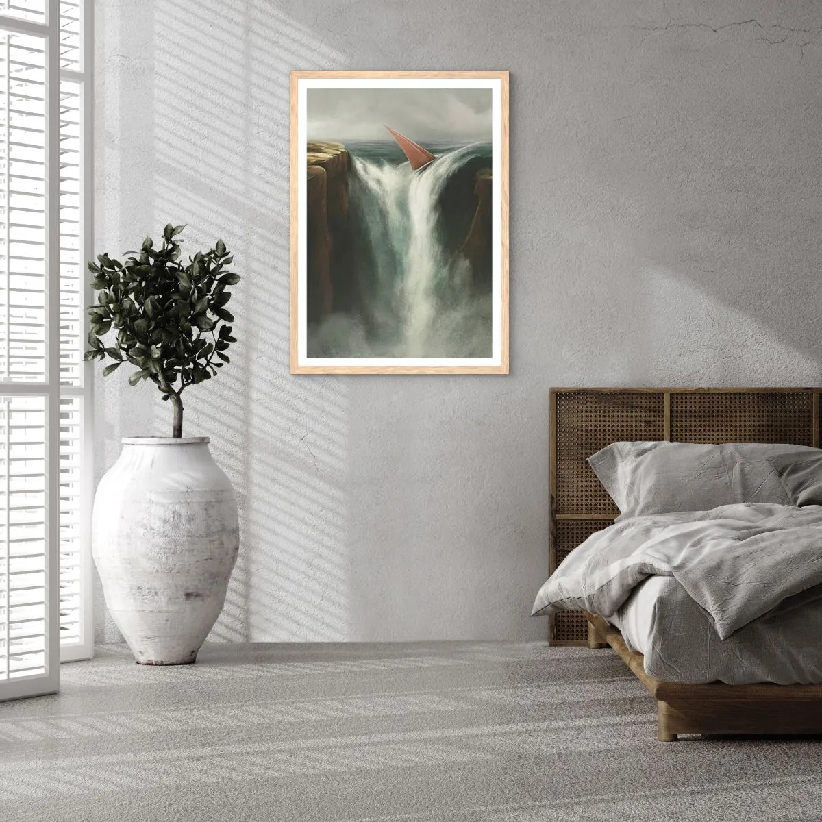 Poster in einem Rahmen aus heller Eiche - Warnung des Lebens - 40x50 cm