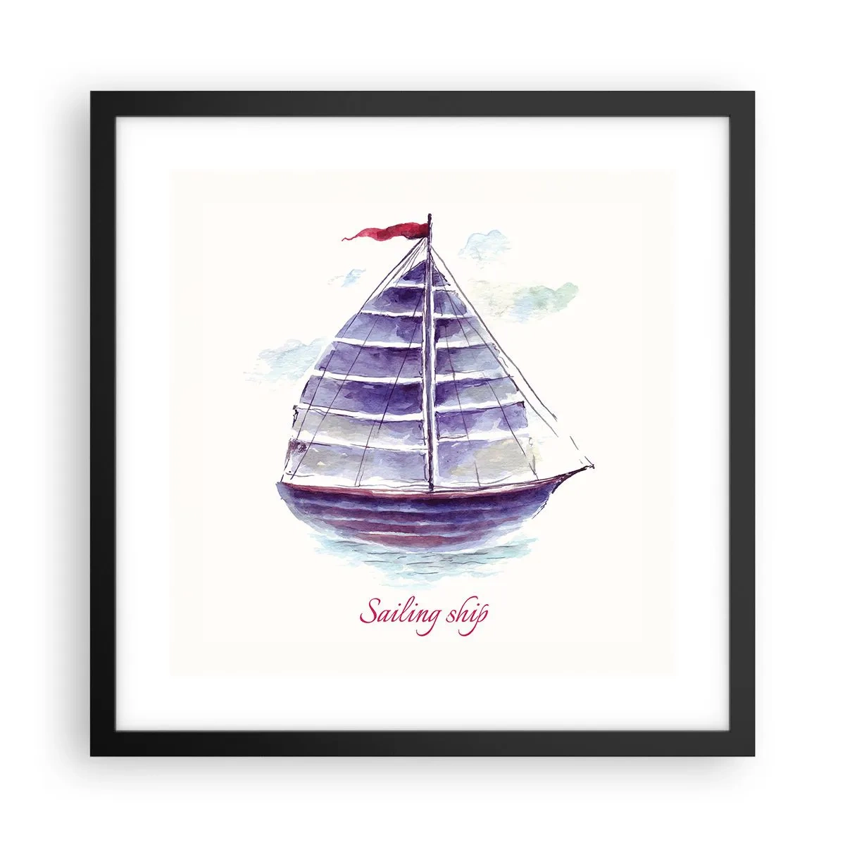 Poster in einem schwarzem Rahmen - Volle Segel und ruhiges Wasser - 40x40 cm