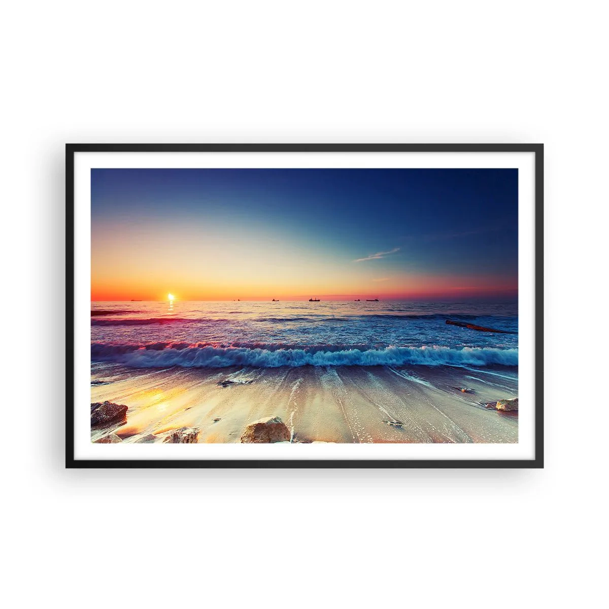 Poster in einem schwarzem Rahmen - Was ist mit dem Horizont? - 91x61 cm