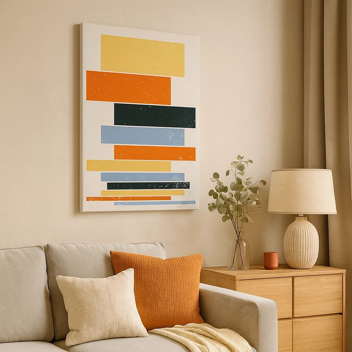 Bild auf Leinwand - Leinwandbild - Bunte Rechtecke in moderner Anordnung - 50x70cm - Musiknotation - Moderne Wanddekoration für Wohnzimmer und Schlafzimmer ARTTOR