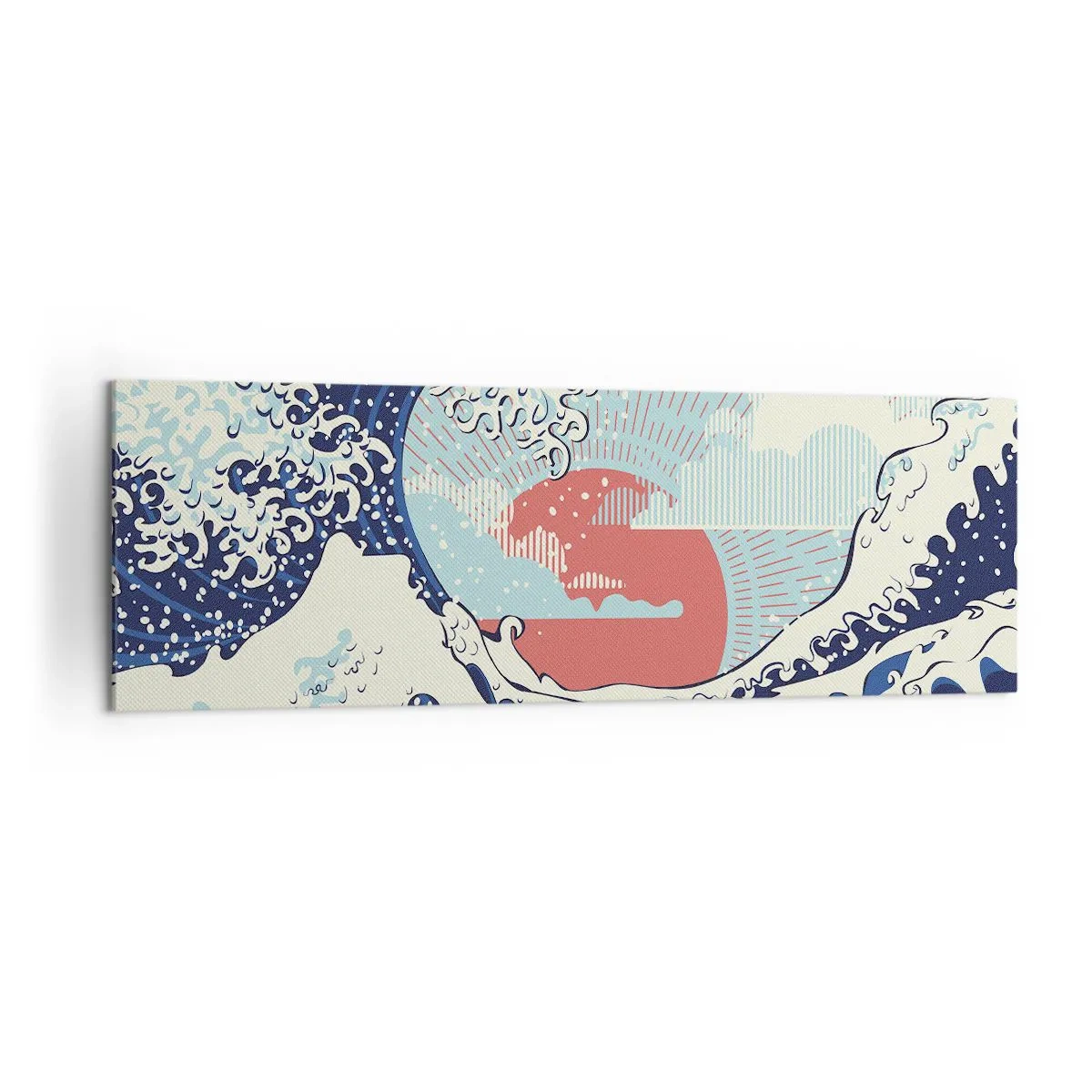 Bild auf Leinwand - Leinwandbild - Meereswellen und ein Sonnenuntergang im japanischen Stil - 160x50cm - Von japanischer Inspiration - Moderne Wanddekoration für Wohnzimmer und Schlafzimmer ARTTOR