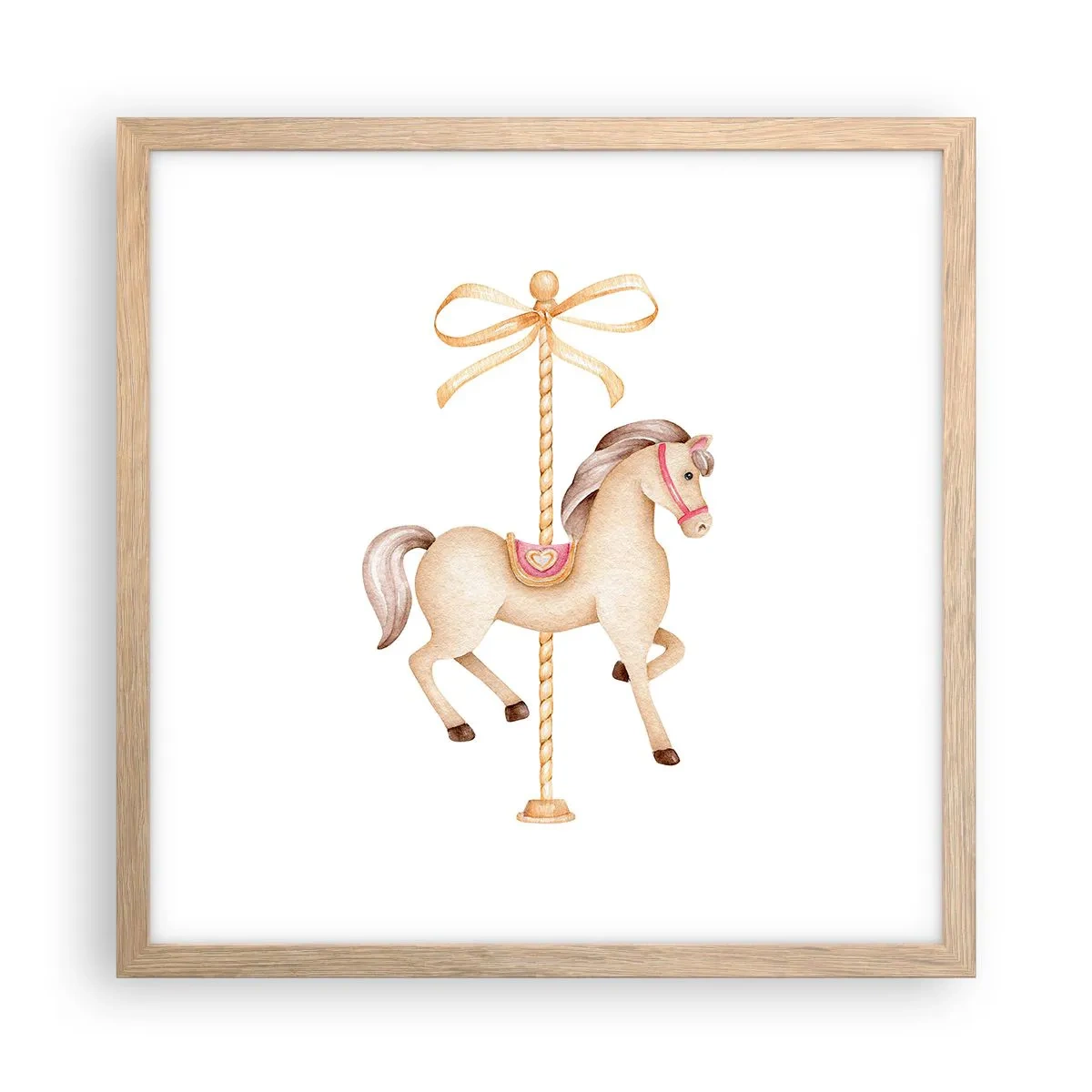 Poster in einem Rahmen aus heller Eiche - Anmutiger Trab - 40x40 cm