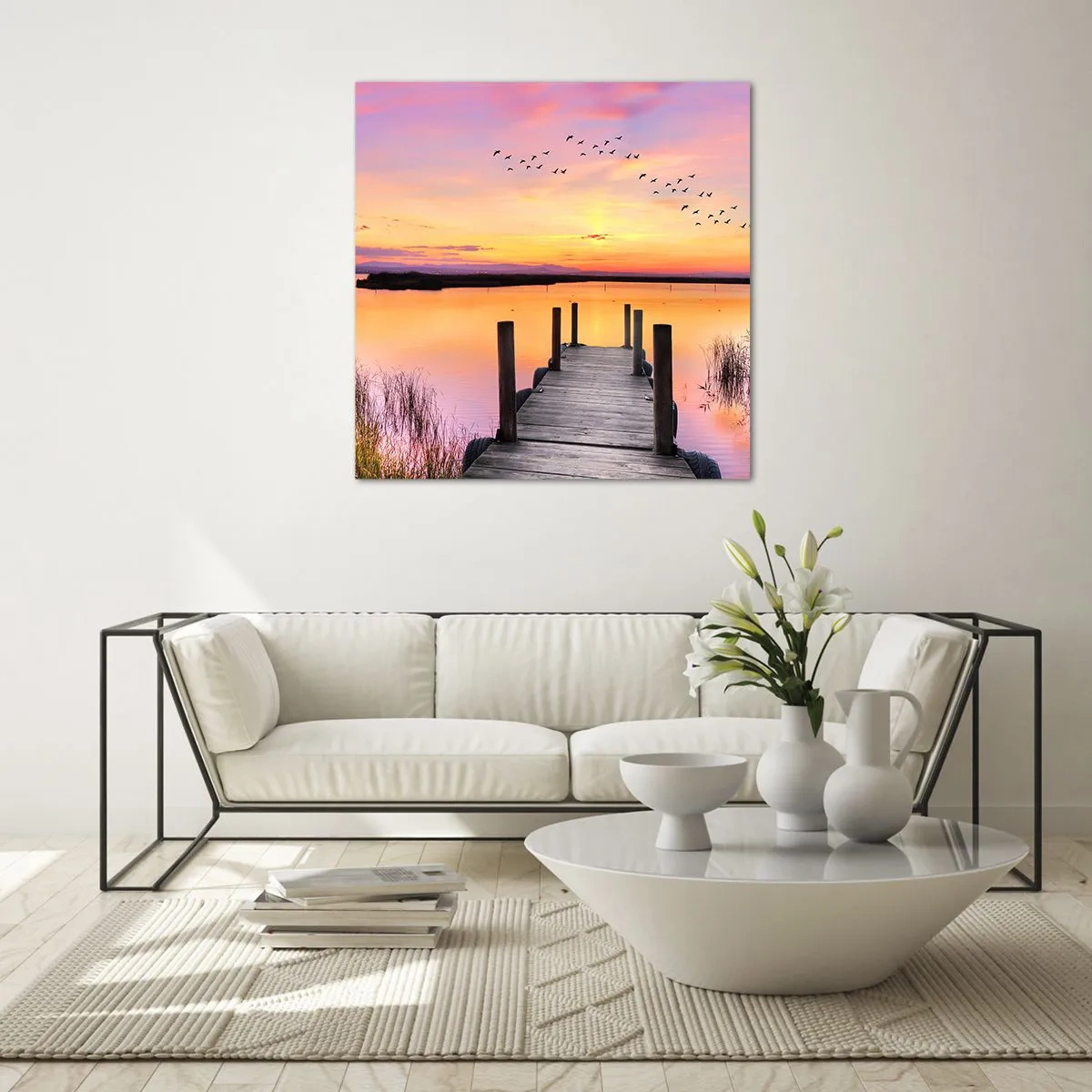 Glasbild - Bild auf glas - Violette stille Morgendämmerung - 30x30 cm