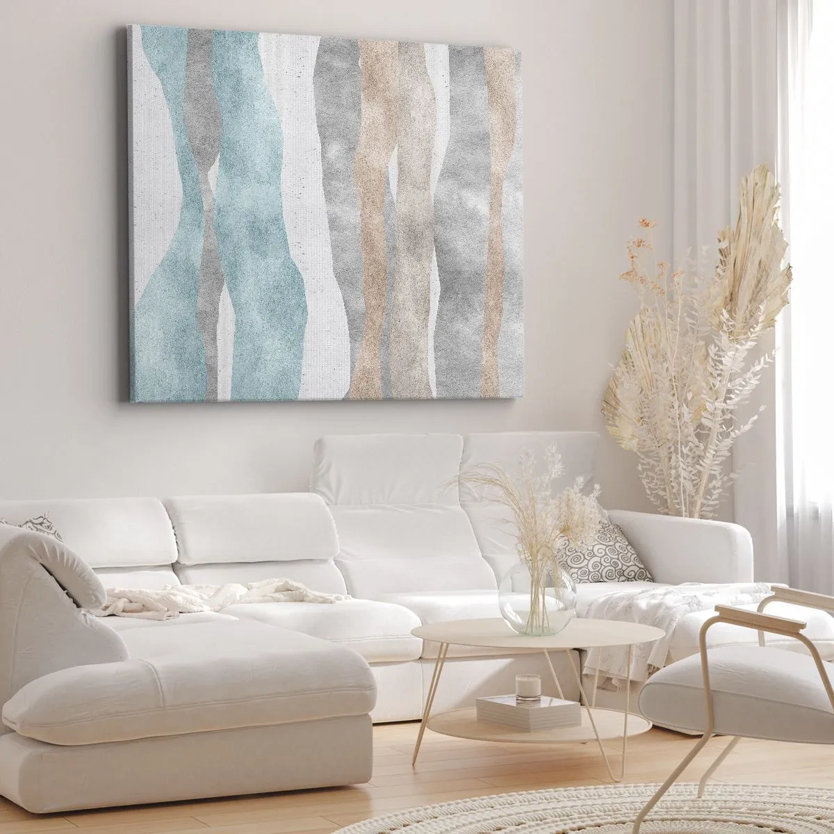 Bild auf Leinwand - Leinwandbild - Abstrakte Streifen in Pastelltönen - 70x50cm - Studie über Nähe - Moderne Wanddekoration für Wohnzimmer und Schlafzimmer ARTTOR