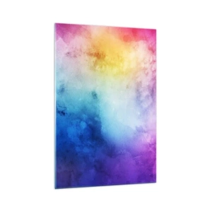 Glasbild - Bild auf glas - Eine abstrakte Komposition in Pastelltönen von Rosa und Blau. - 70x100cm - Fast auf Wolke sieben - Moderne Wanddekoration für Wohnzimmer und Schlafzimmer ARTTOR