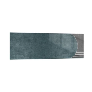 Glasbild - Bild auf glas - Geometrische Abstraktion in Grau- und Grüntönen - 160x50cm - Komposition auf der Ebene - Moderne Wanddekoration für Wohnzimmer und Schlafzimmer ARTTOR