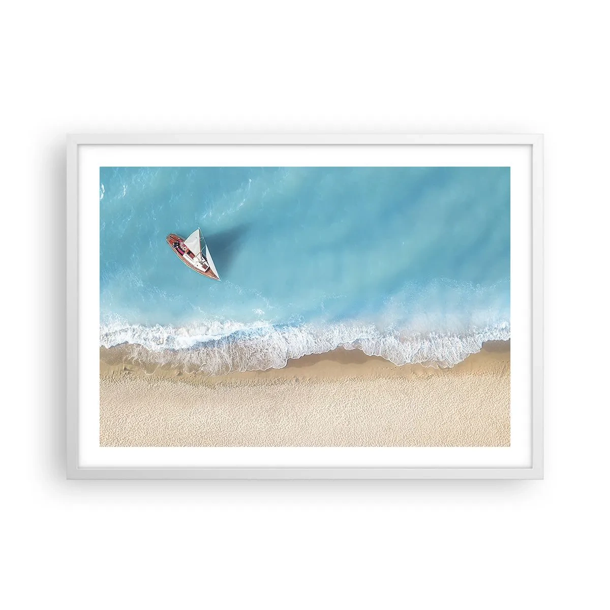 Poster in einem weißen Rahmen - An der Grenze von Blau und Gold - 70x50 cm