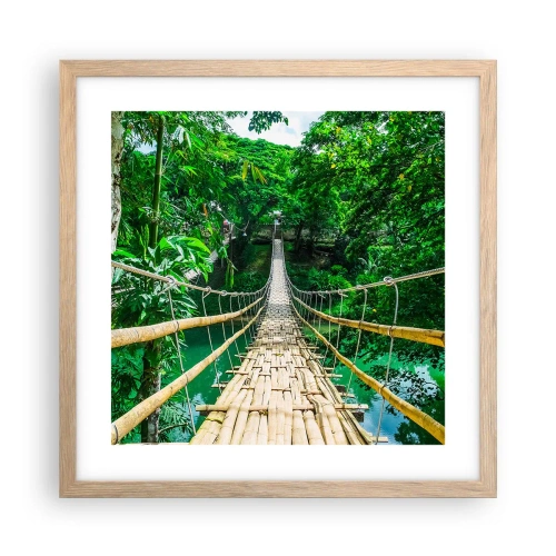 Poster in einem Rahmen aus heller Eiche - Monkey Bridge über das Grün - 40x40 cm