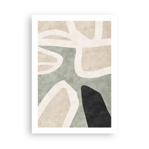 Poster - Abstrakte Farbharmonie - 50x70cm - Komposition mit schwarzem Motiv - Moderne Wanddekoration für Wohnzimmer und Schlafzimmer ARTTOR