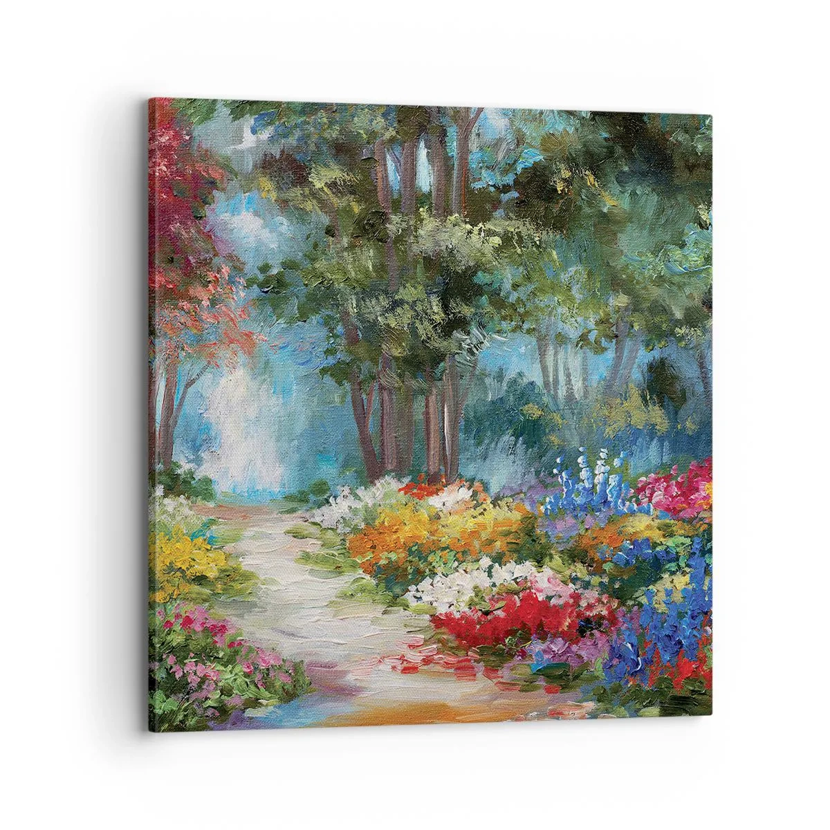 Bild auf Leinwand - Leinwandbild - Waldgarten, Blumenwald - 70x70 cm