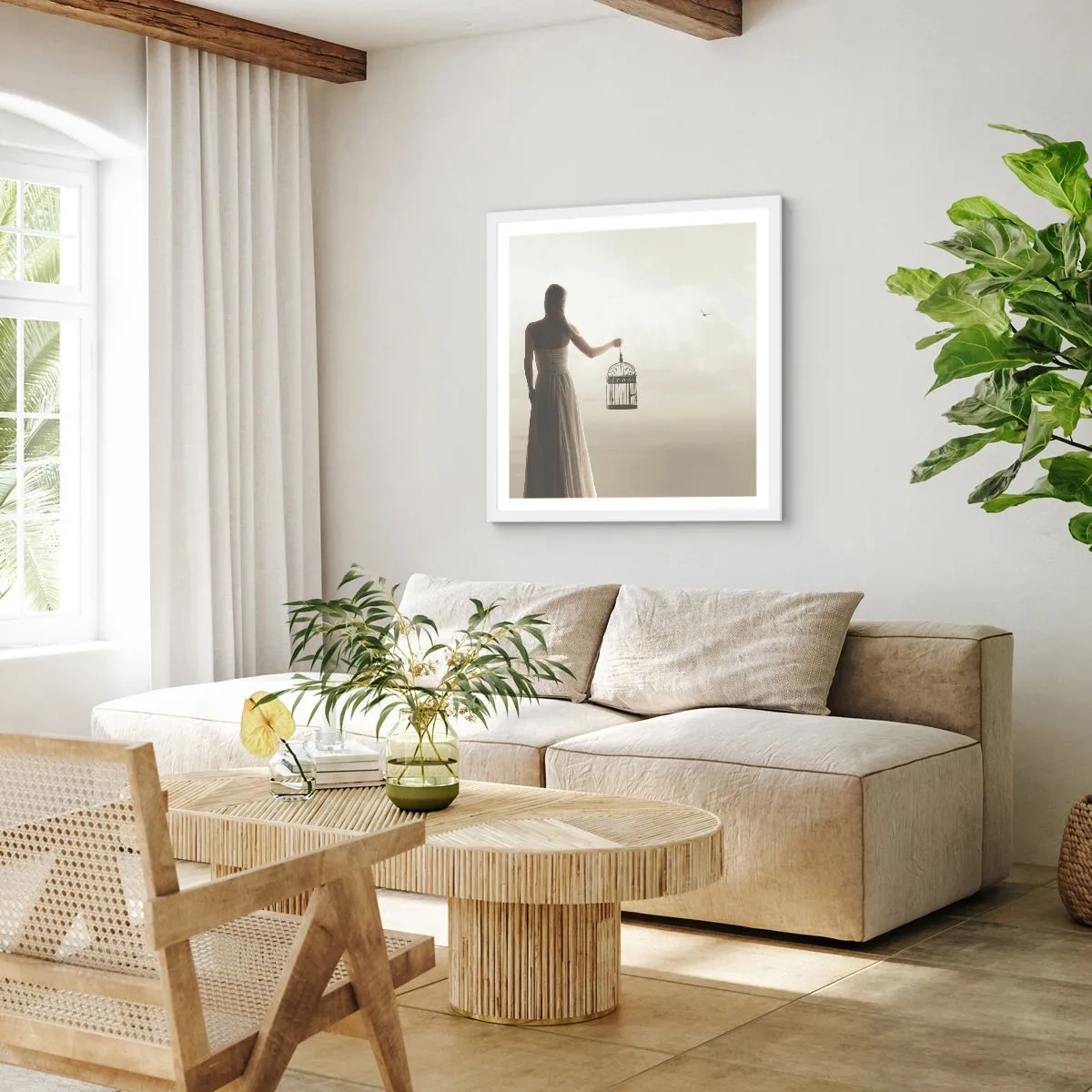 Poster in einem weißen Rahmen - Sei frei - 50x50 cm