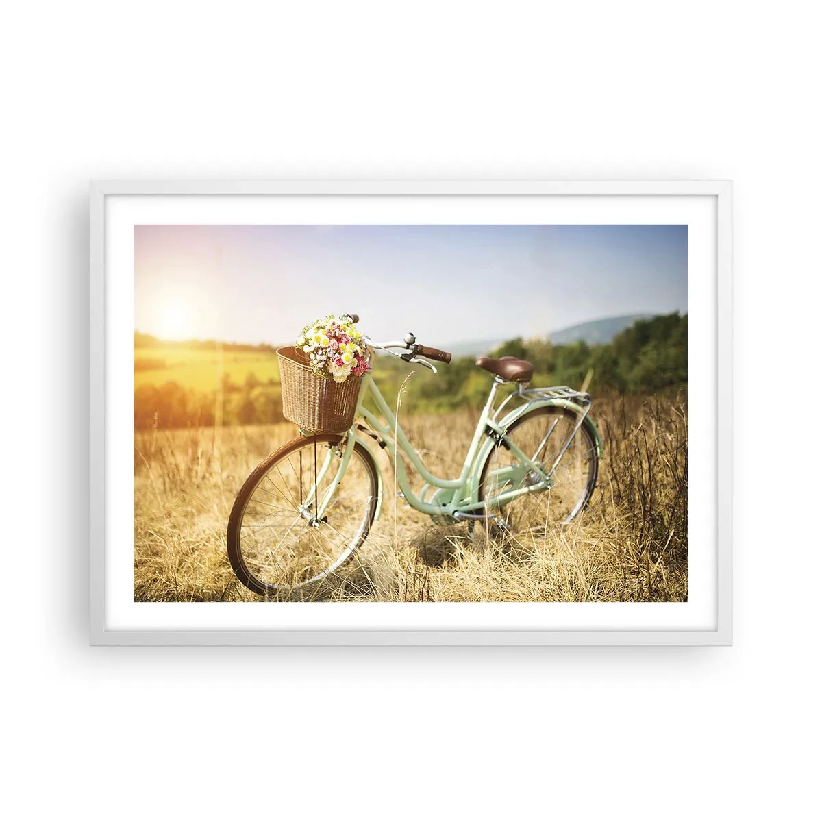 Poster in einem weißen Rahmen - Ich bleibe eine Weile hier - 70x50 cm
