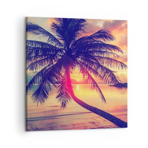 Bild auf Leinwand - Leinwandbild - Abend unter Palmen - 60x60 cm