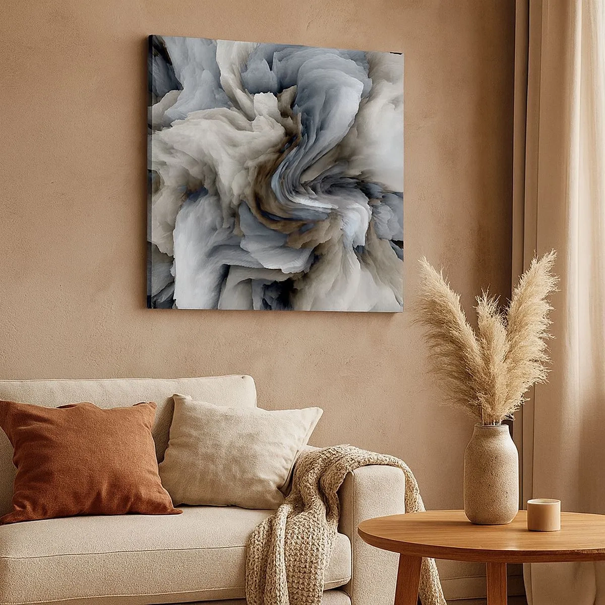 Bild auf Leinwand - Leinwandbild - Stein und Blume - 30x30 cm