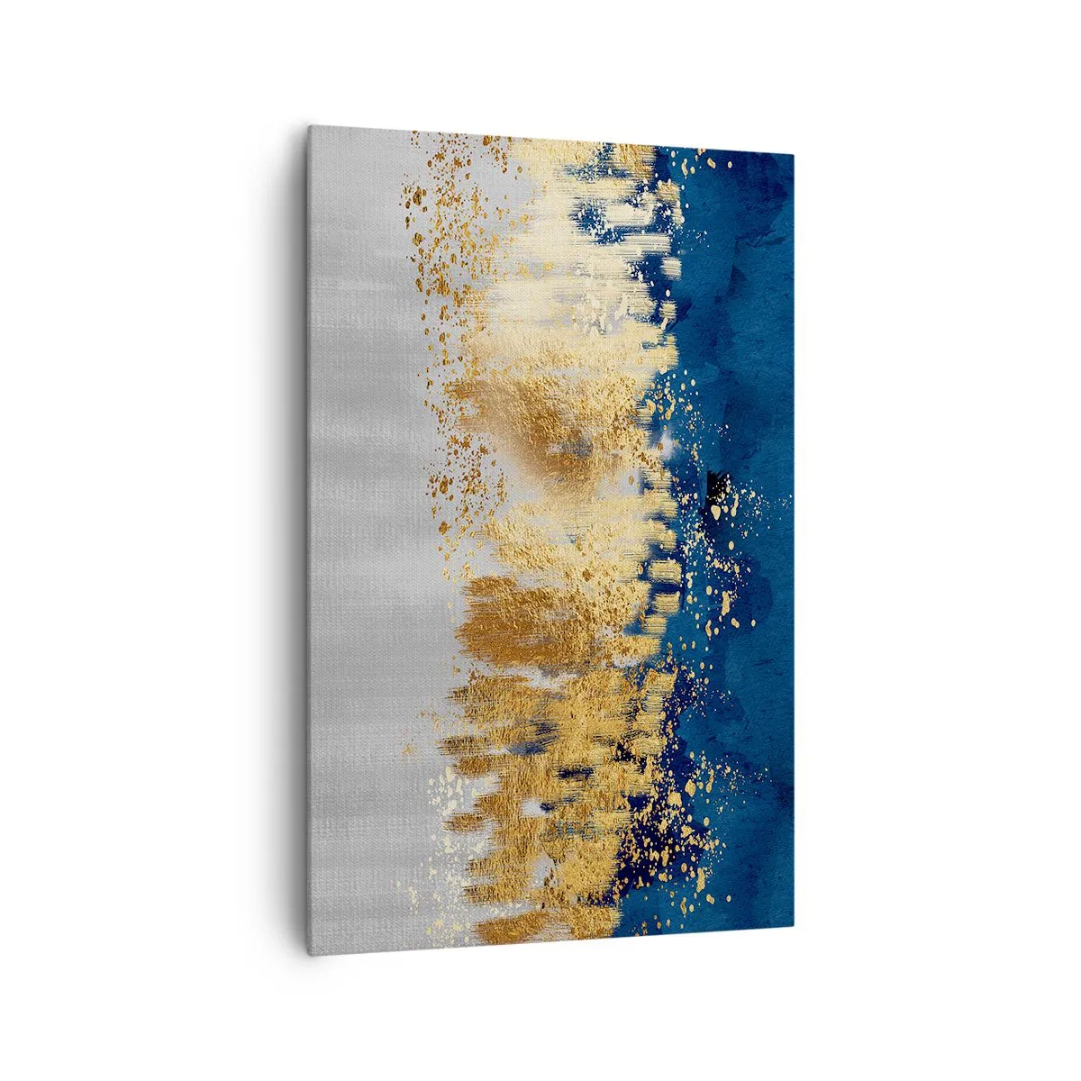 Bild auf Leinwand - Leinwandbild - Eine abstrakte Komposition in Gold- und Marineblautönen. - 80x120cm - Moderne Komposition mit Glanz - Moderne Wanddekoration für Wohnzimmer und Schlafzimmer ARTTOR