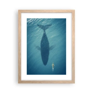 Poster in einem Rahmen aus heller Eiche - Treffen am Meer - 30x40 cm