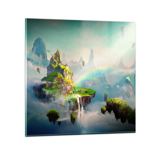 Glasbild - Bild auf glas - Mitten am Himmel - glückliche Inseln - 50x50 cm