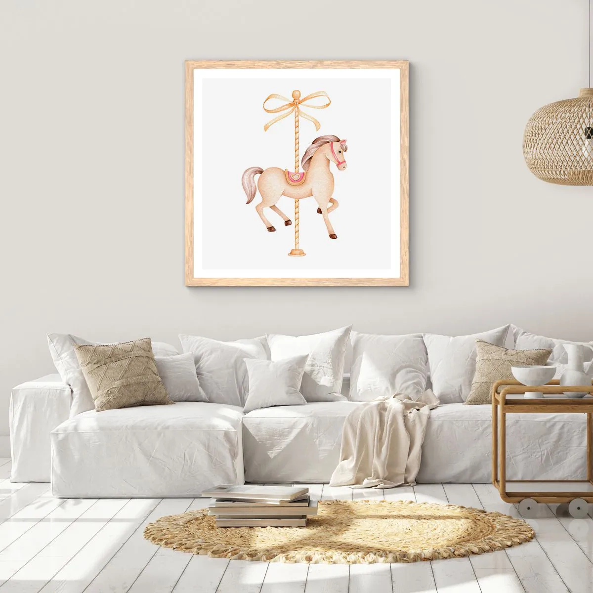 Poster in einem Rahmen aus heller Eiche - Anmutiger Trab - 40x40 cm