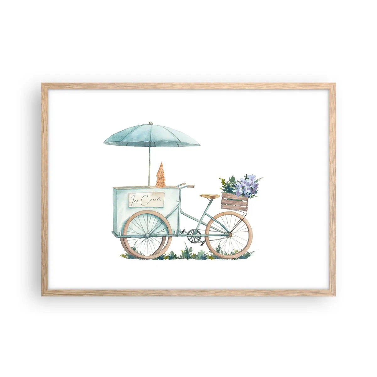 Poster in einem Rahmen aus heller Eiche - Süße Erinnerung an den Sommer - 70x50 cm