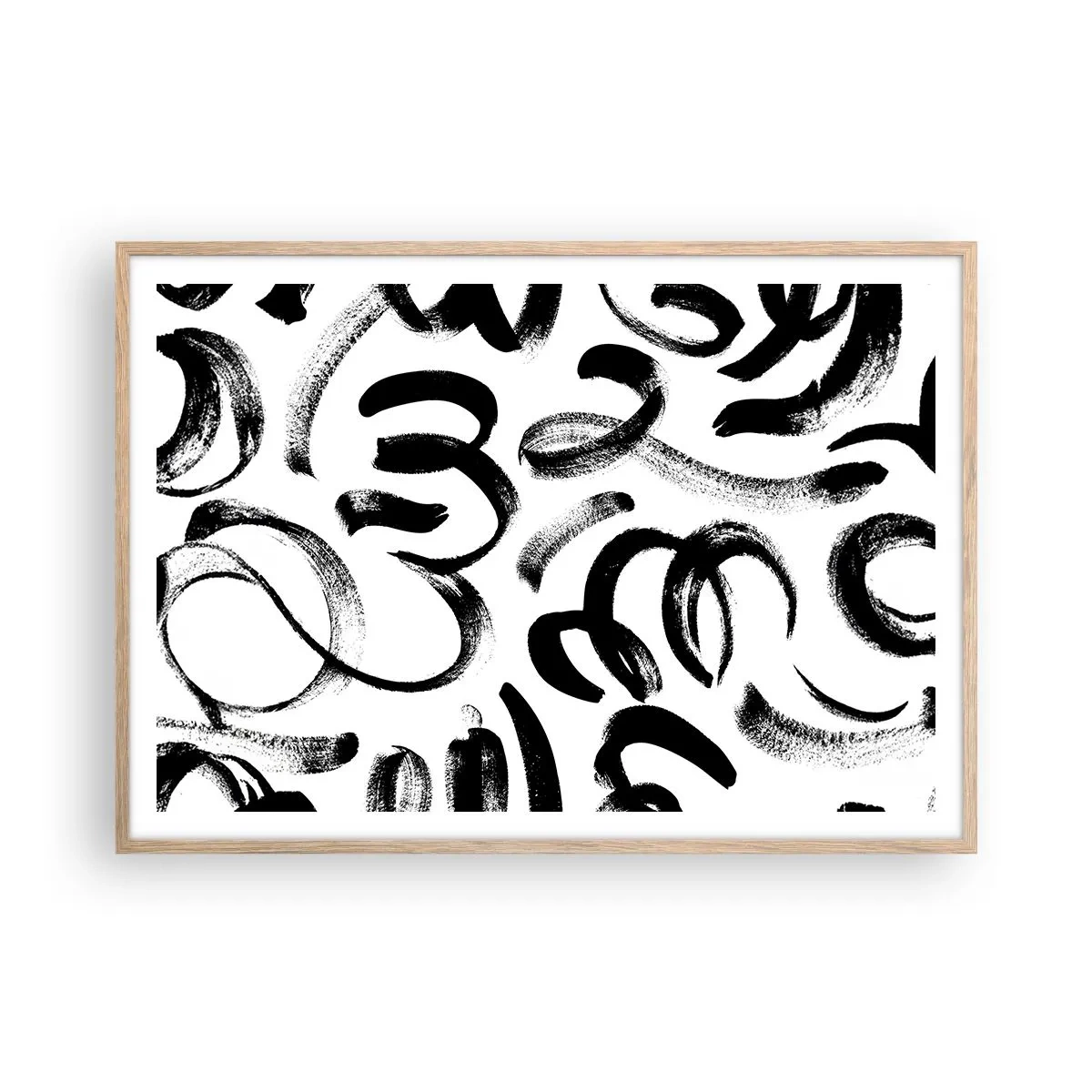 Poster in einem Rahmen aus heller Eiche - Schwarz auf Weiß - 100x70 cm