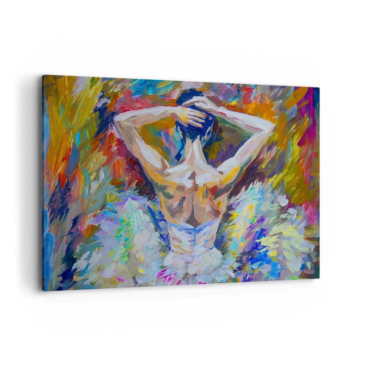 Bild auf Leinwand - Leinwandbild - Eine Ballerina in dynamischen Farben und malerischem Ausdruck - 120x80cm - Es kann alles sein - Moderne Wanddekoration für Wohnzimmer und Schlafzimmer ARTTOR