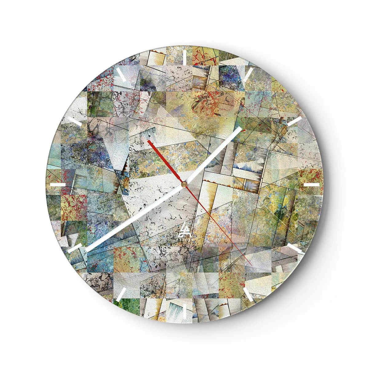 Wanduhr - Glasuhr - Geometrische Mischung - 40x40 cm