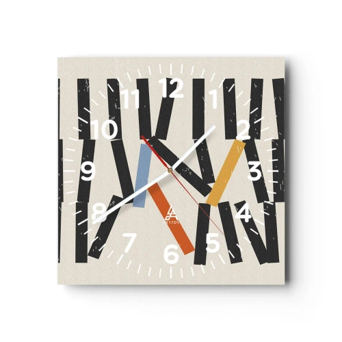 Wanduhr - Glasuhr - Domino – Komposition - 40x40 cm