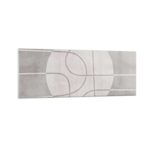 Glasbild - Bild auf glas - Geometrisches Muster in Grau- und Weißtönen - 140x50cm - Kreisförmig und geradeaus - Moderne Wanddekoration für Wohnzimmer und Schlafzimmer ARTTOR