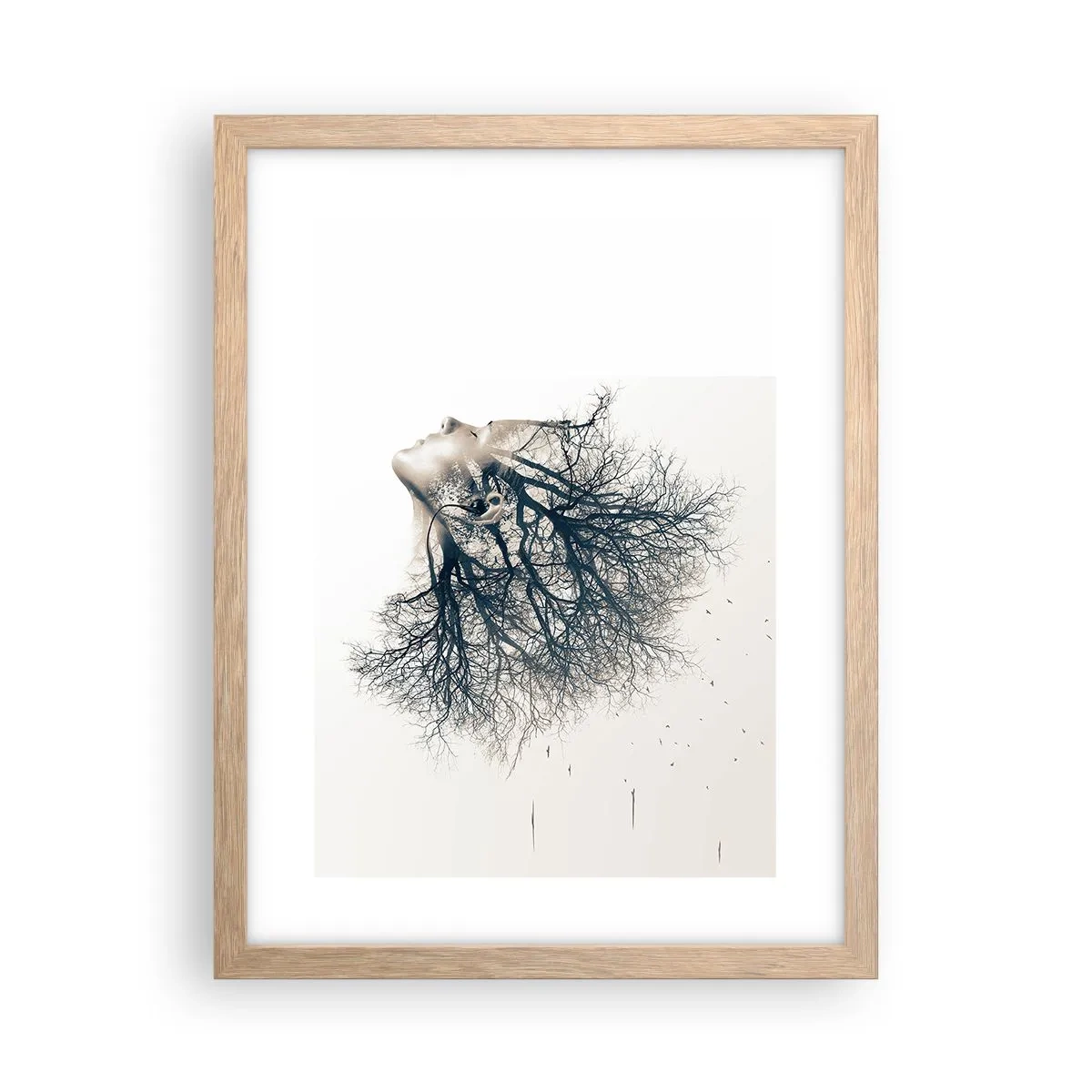 Poster in einem Rahmen aus heller Eiche - Dem Rauschen der Bäume lauschen - 30x40 cm