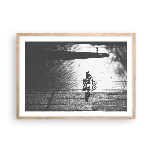 Poster in einem Rahmen aus heller Eiche - Vor sich hin durch die Stadt - 70x50 cm