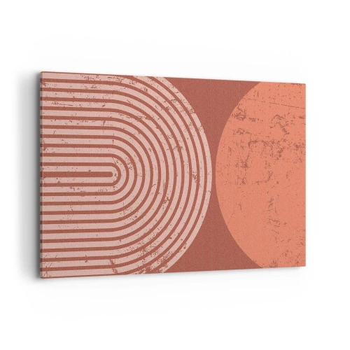 Bild auf Leinwand - Leinwandbild - Geometrische Muster in Terrakotta-Tönen auf Vintage-Hintergrund - 120x80cm - Enge Beziehung - Moderne Wanddekoration für Wohnzimmer und Schlafzimmer ARTTOR