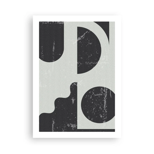 Poster - Abstrakte geometrische Komposition in Schwarz und Grau - 50x70cm - Komposition oben und unten - Moderne Wanddekoration für Wohnzimmer und Schlafzimmer ARTTOR