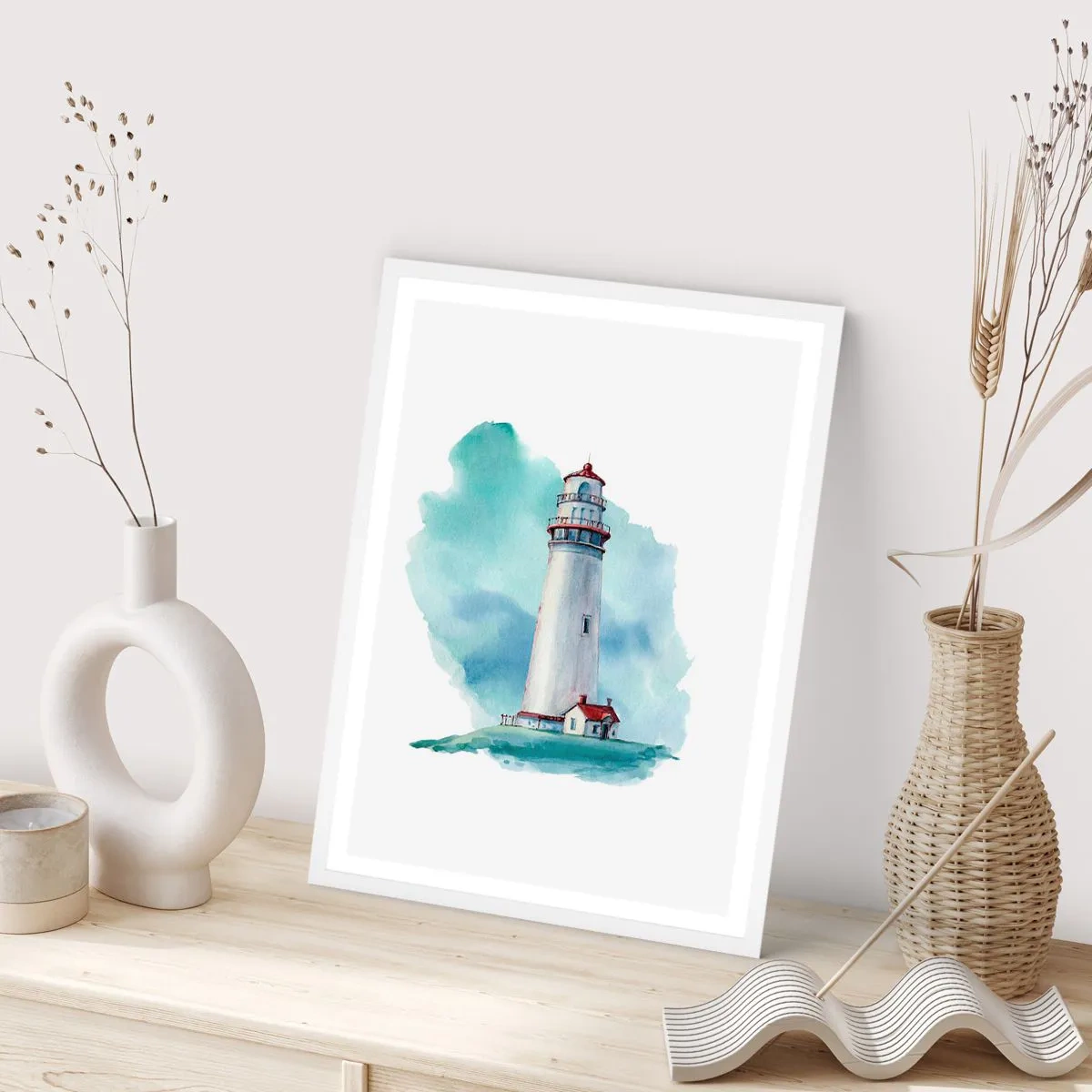 Poster in einem weißen Rahmen - Sanfte Schwester vom Blau - 70x100 cm