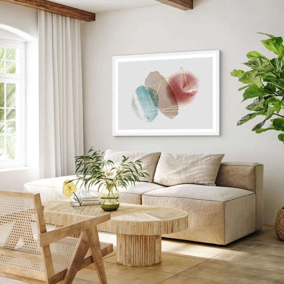 Poster in einem weißen Rahmen - Korallen des Weltraums - 100x70 cm