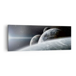 Bild auf Leinwand - Leinwandbild - Planeten im Weltraum vor dem Hintergrund von Sternen und Galaxien - 140x50cm - Kosmische Musik der Sphären - Moderne Wanddekoration für Wohnzimmer und Schlafzimmer ARTTOR