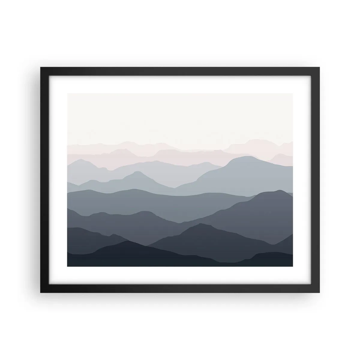 Poster in einem schwarzem Rahmen - Wellen der Berge - 50x40 cm
