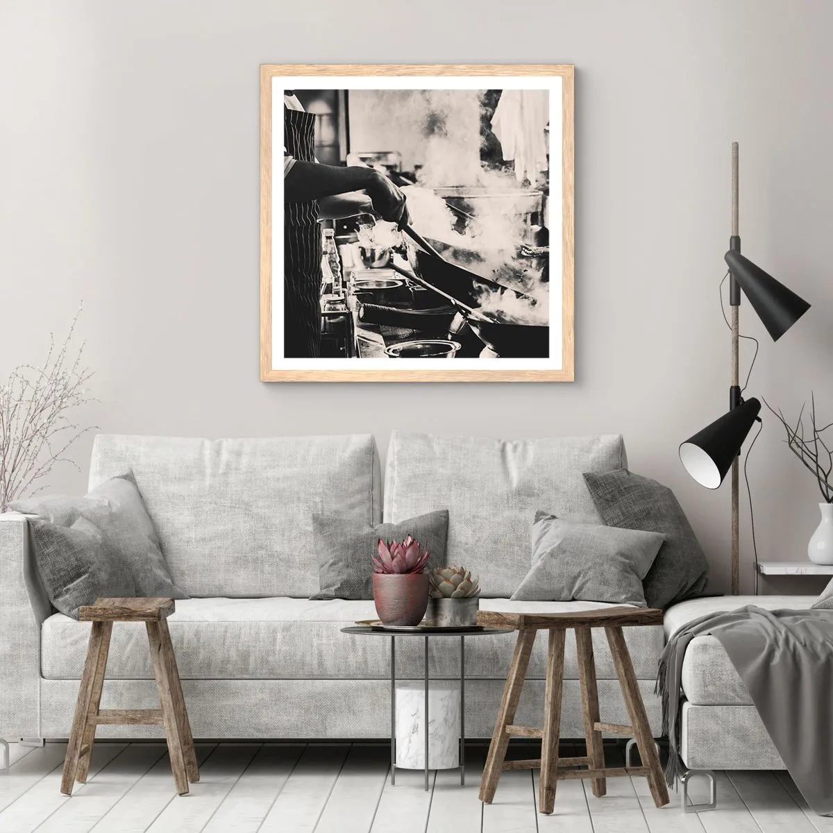 Poster in einem Rahmen aus heller Eiche - Alchemie der Aromen - 60x60 cm