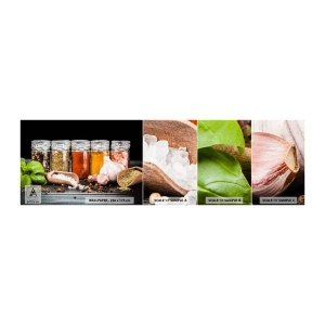 Fototapetenmuster Standard Eco - Für einen Geschmack des Lebens - Gastronomie, Getrocknete Kräuter, Gewürze - 100x30 cm