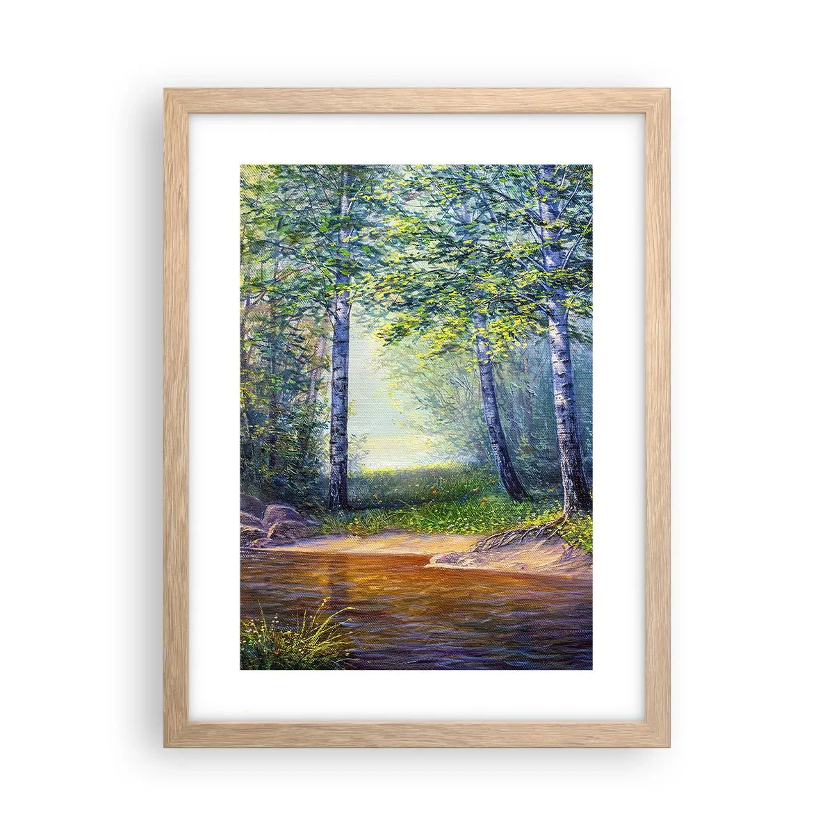 Poster in einem Rahmen aus heller Eiche - Idyllische Landschaft - 30x40 cm