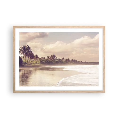 Poster in einem Rahmen aus heller Eiche - Die Liebkosung der Wellen - 70x50 cm