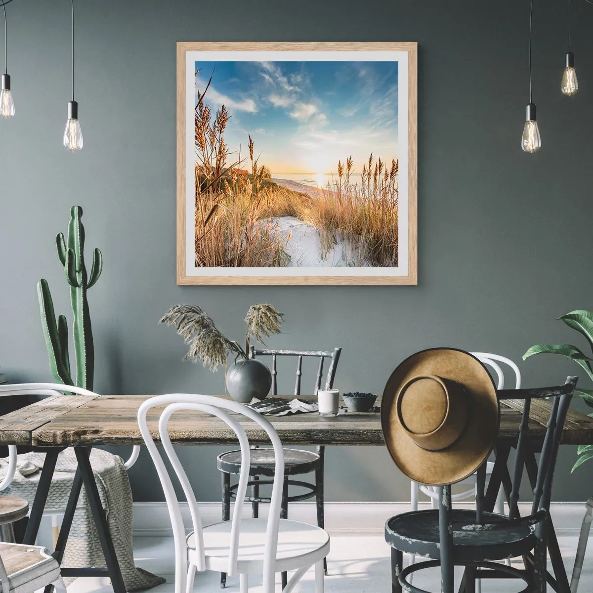 Poster in einem Rahmen aus heller Eiche - Nordstrand - 40x40 cm