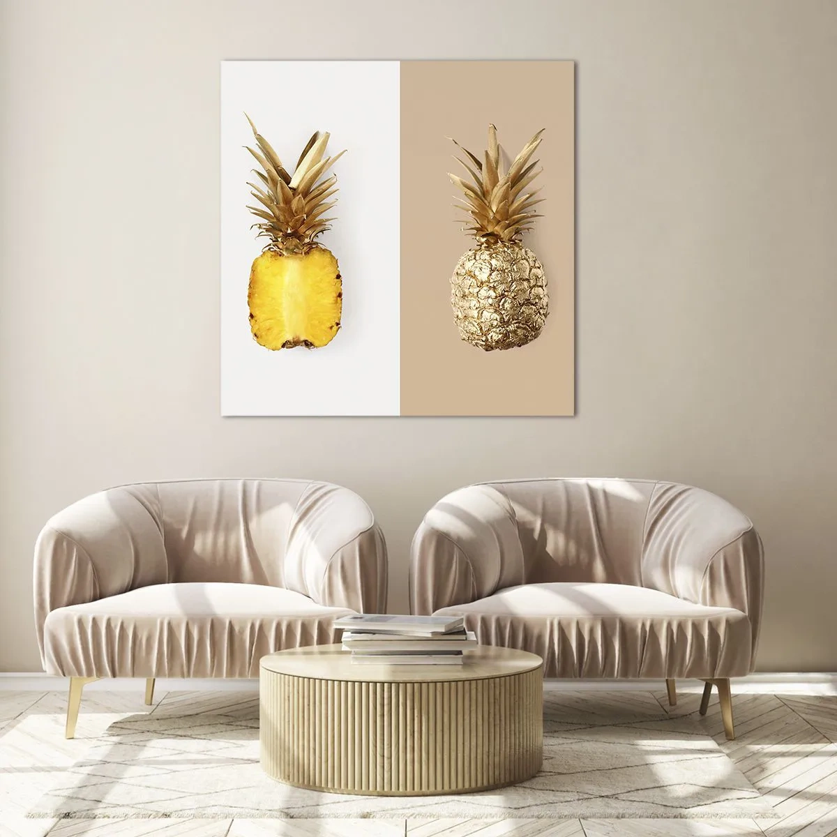 Glasbild - Bild auf glas - Ananas für uns - 70x70 cm