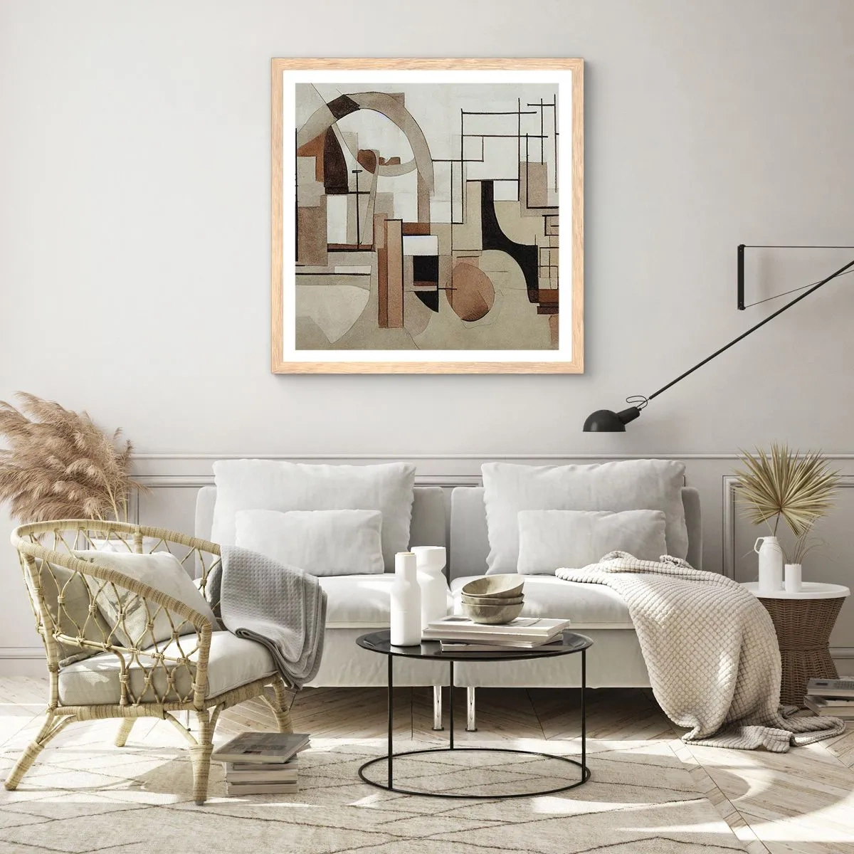 Poster in einem Rahmen aus heller Eiche - Stadtbild 2.0 - 60x60 cm