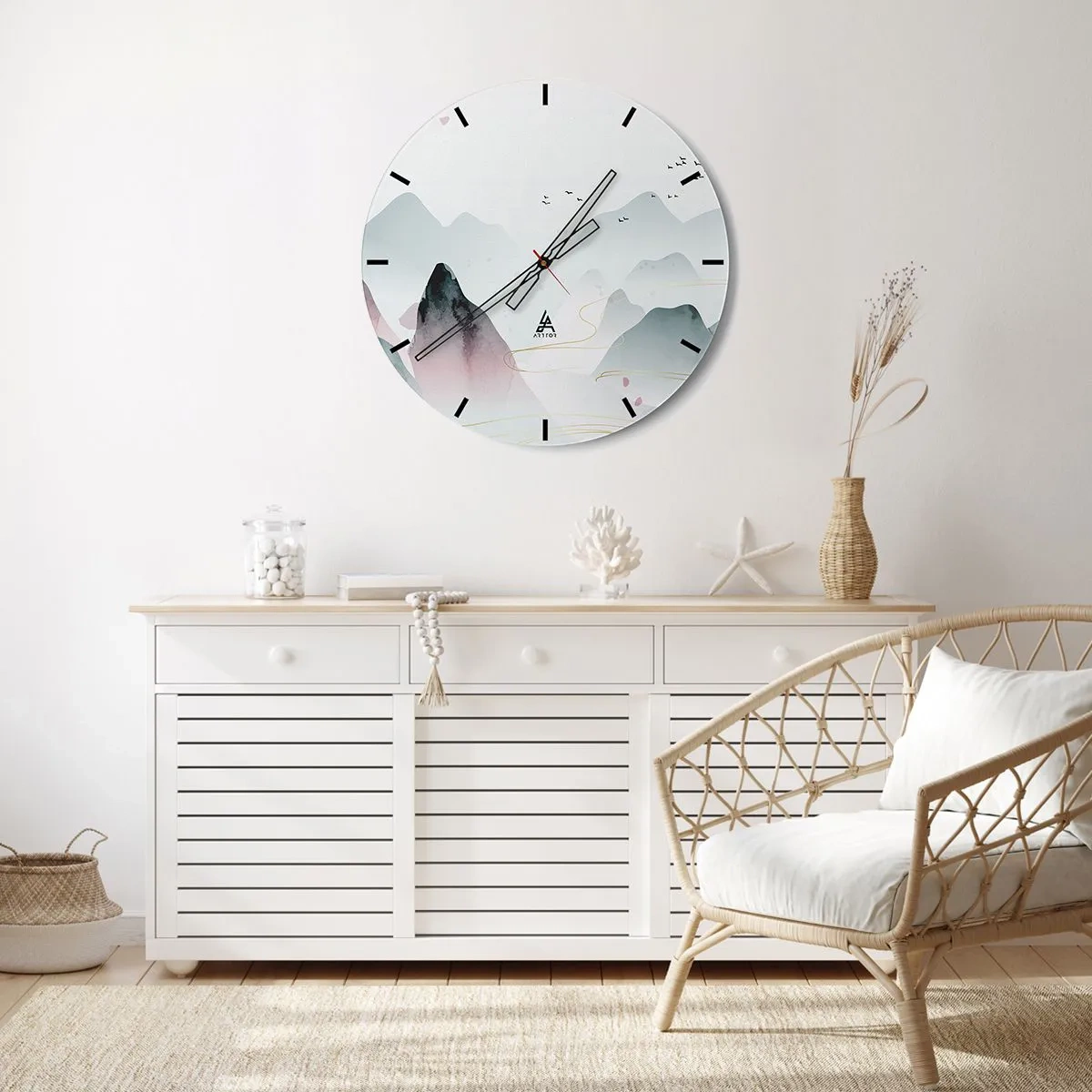 Wanduhr - Glasuhr - Über die Gipfel - 40x40 cm