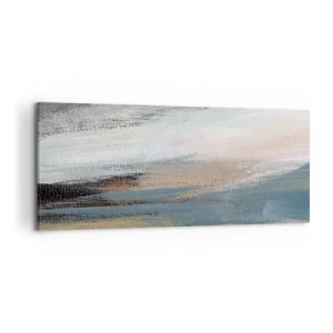 Bild auf Leinwand - Leinwandbild - Abstrakte Landschaft in gedämpften Blau- und Beigetönen - 120x50cm - Abstraktion: nördliche Landschaft - Moderne Wanddekoration für Wohnzimmer und Schlafzimmer ARTTOR
