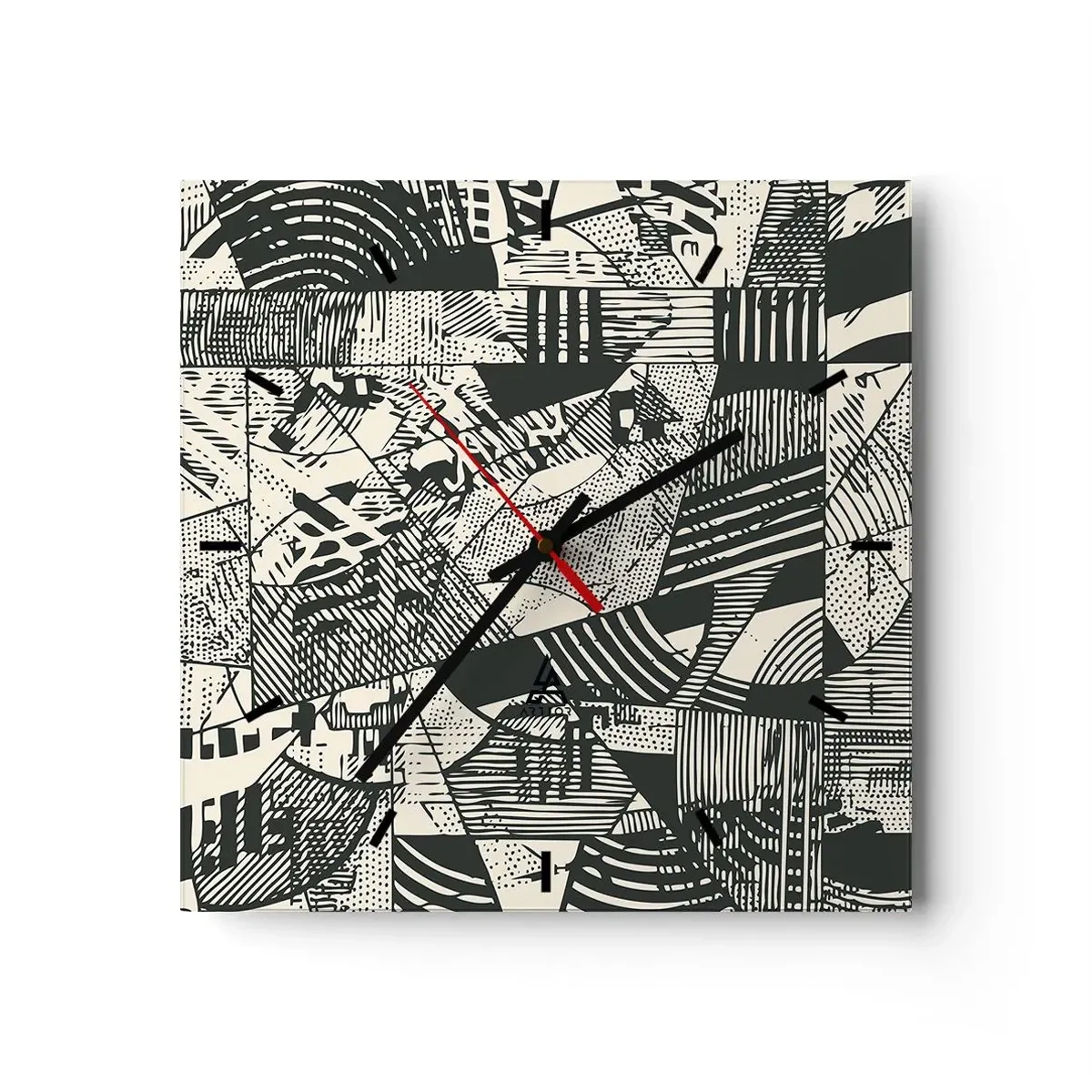 Wanduhr - Glasuhr - Geometrische abstrakte Muster in Grüntönen auf hellem Hintergrund - 30x30cm - Die Dynamik der Gegenwart - Moderne Wanddekoration für Wohnzimmer und Schlafzimmer ARTTOR