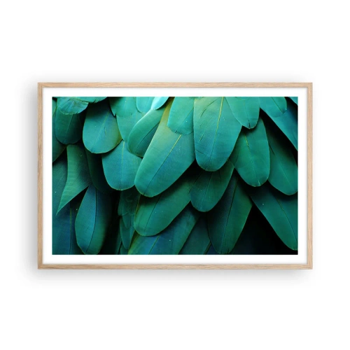 Poster in einem Rahmen aus heller Eiche - Papageienartige Präzision - 91x61 cm