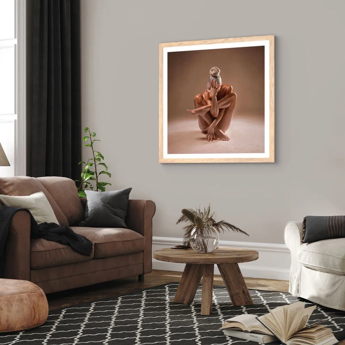 Poster in einem Rahmen aus heller Eiche - Die Einheit von Körper und Geist - 50x50 cm
